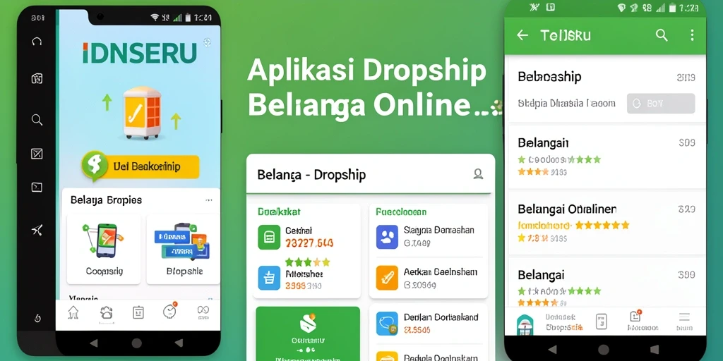 Tampilan aplikasi IDNSERU untuk belanja Dropship yang menarik.