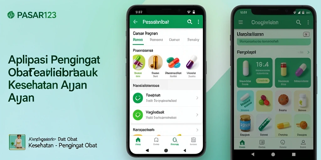 Screenshot aplikasi PASAR123 yang menunjukkan tampilan pengingat obat.