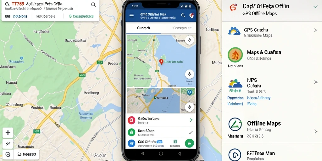 Antarmuka pengguna aplikasi GPS Offline Maps TT789 yang informatif.