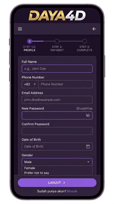 Daftar Akun Baru daya4d untuk Pengguna Android